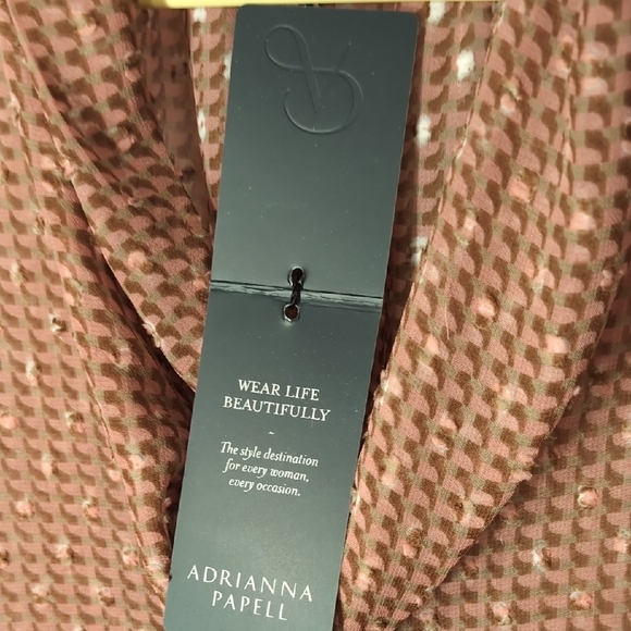 Adrianna Papell | Pink Patterned Textured Sheer Tunic Long Sleeve Top Size XL 1X - Picture 8 of 11